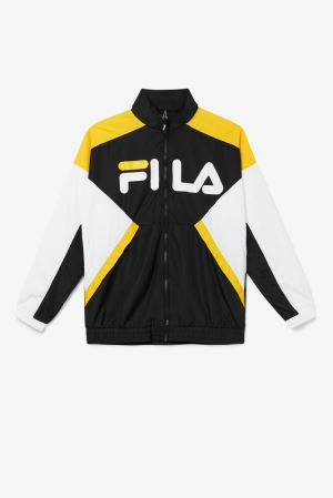 FILA Oliviero Wind Jackets Black / White / Yellow,Mens Clothing | CA.RWGOAC964